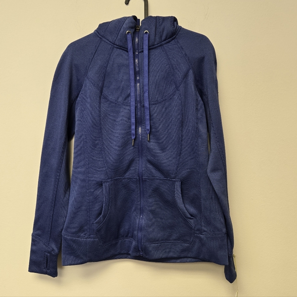 Tangerine Stripe Zip up Hooded Jacket Deep Blue S
